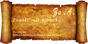 Zsadányi Albert névjegykártya